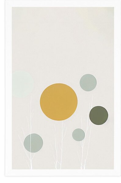 Plakat minimalistyczne drzewa z okręgami
