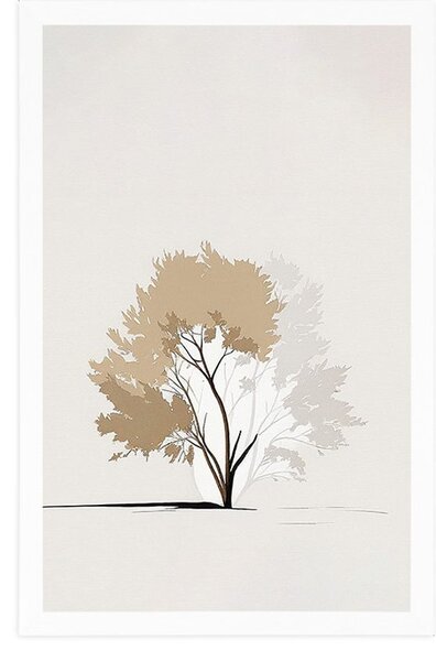 Plakat minimalistyczne drzewo z liśćmi