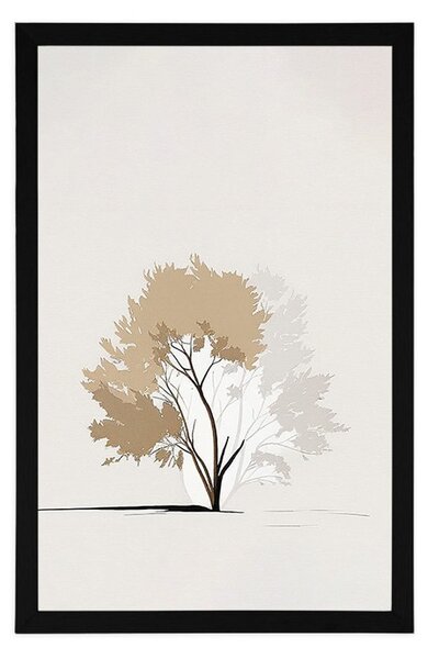 Plakat minimalistyczne drzewo z liśćmi