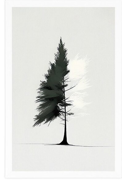 Plakat minimalistyczne drzewo iglaste