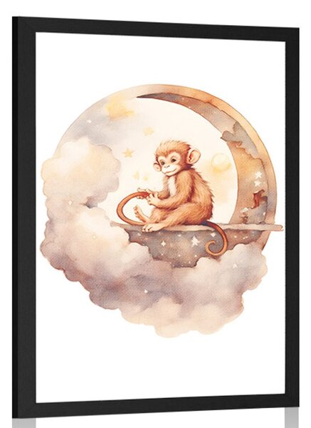 Plakat rozmarzona małpa