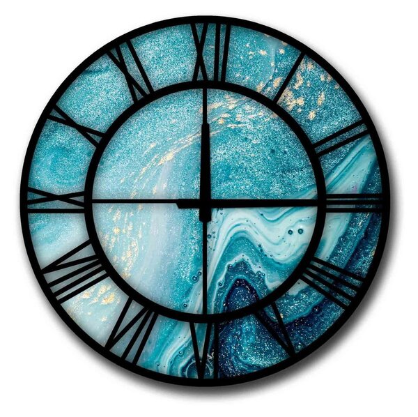 Niebieski zegar ścienny HomeArt Glamour, ø 50 cm