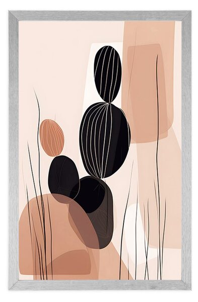 Plakat abstrakcyjne kształty botaniczne kaktusa