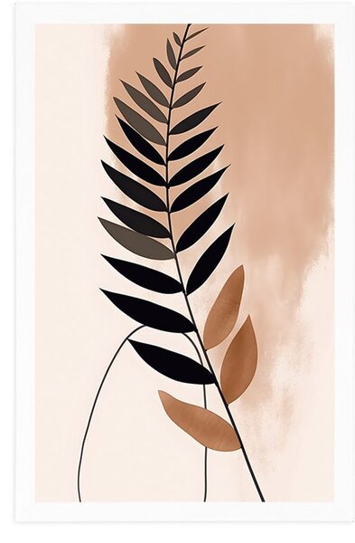 Plakat abstrakcyjne kształty botaniczne paproci