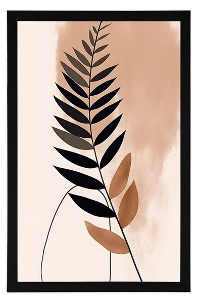 Plakat abstrakcyjne kształty botaniczne paproci