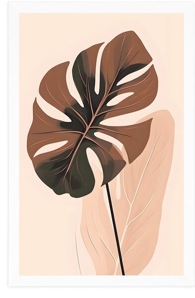Plakat abstrakcyjne kształty botaniczne monstery