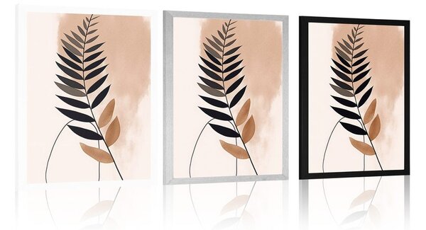 Plakat abstrakcyjne kształty botaniczne paproci