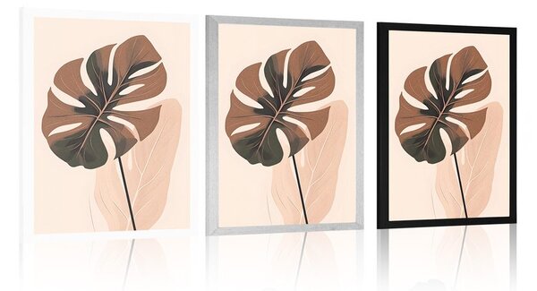 Plakat abstrakcyjne kształty botaniczne monstery