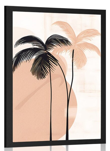 Plakat abstrakcyjne kształty botaniczne palmy
