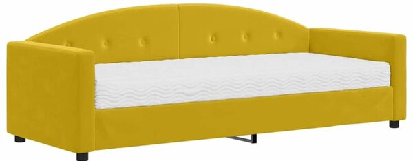 Sofa z materacem do spania, żółta, 80x200 cm, aksamit