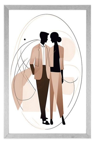 Plakat abstrakcyjne kształty elegancka para