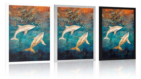 Plakat wieloryb w magicznym oceanie