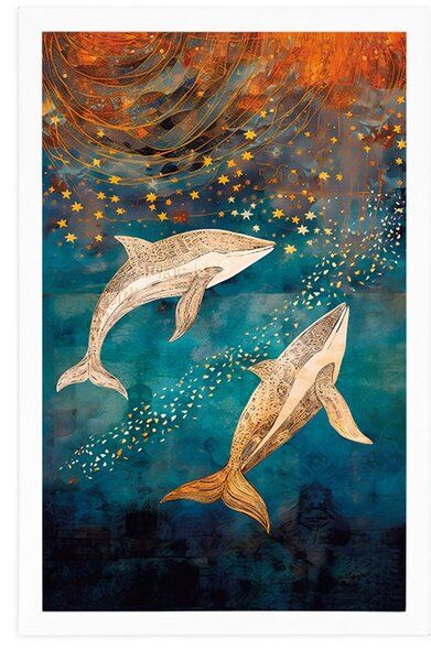 Plakat wieloryb w magicznym oceanie