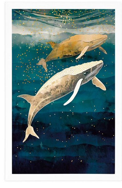 Plakat z wielorybem w oceanie