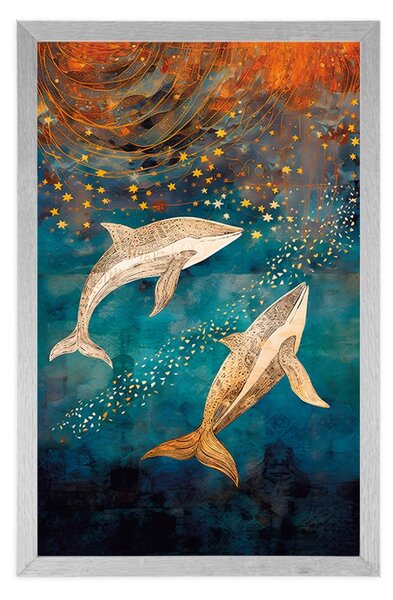 Plakat wieloryb w magicznym oceanie