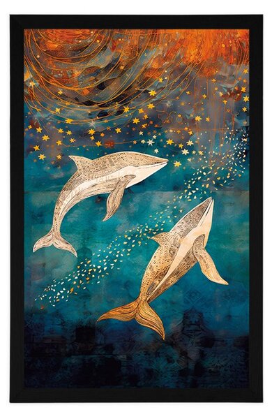 Plakat wieloryb w magicznym oceanie