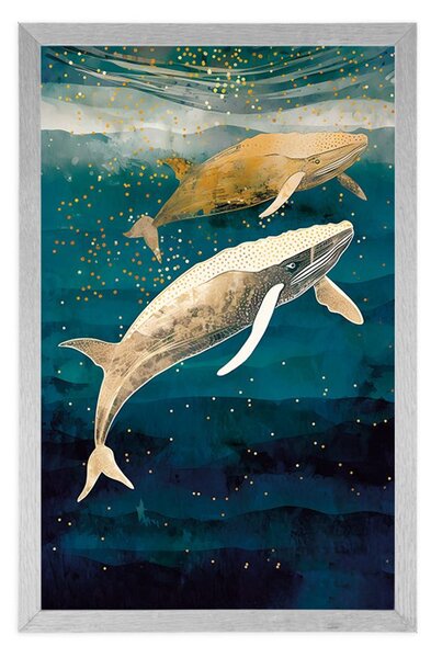 Plakat z wielorybem w oceanie