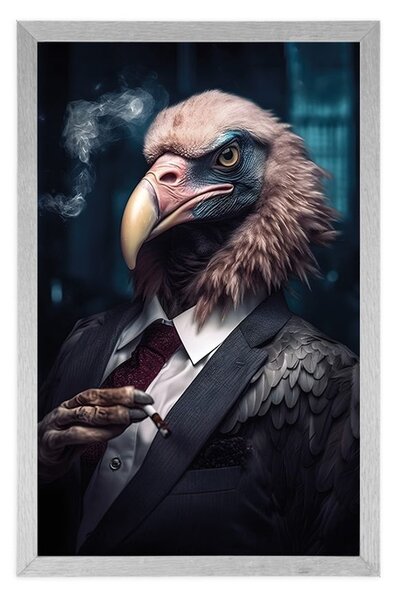Plakat ze zwierzęcym sępem-gangsterem