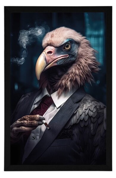 Plakat ze zwierzęcym sępem-gangsterem