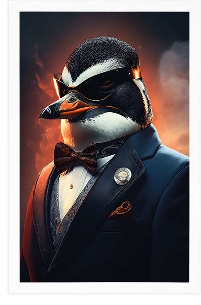 Plakat ze zwierzęcym pingwinem gangsterskim