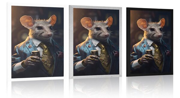 Plakat zwierzęcy szczur-gangster