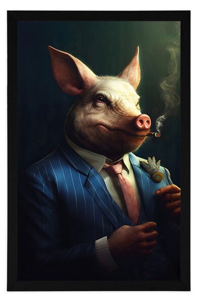 Plakat zwierzęcej świni gangsterskiej