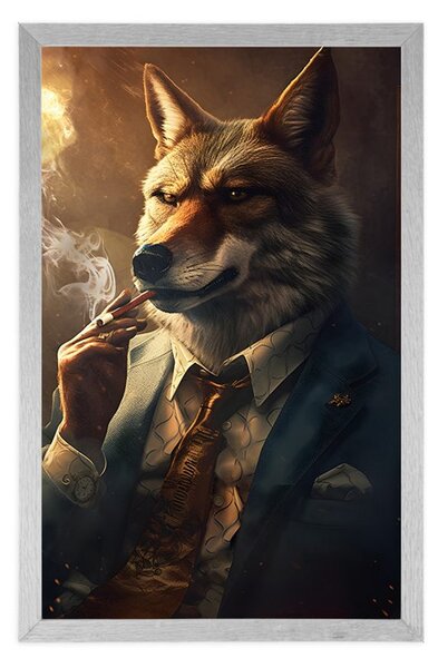 Plakat zwierzęcego wilka-gangstera