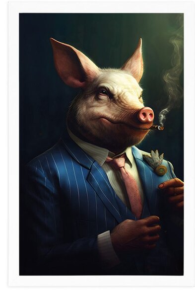 Plakat zwierzęcej świni gangsterskiej