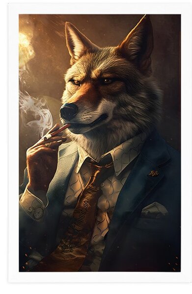 Plakat zwierzęcego wilka-gangstera
