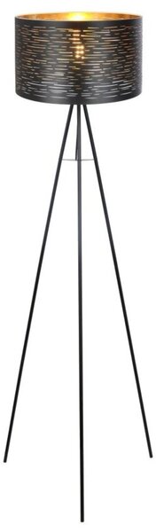 Lampa podłogowa Globo TUNNO 15342S czarno-złota, abażur 38 cm, E27 40W, wys. 153 cm, kabel 1,8 m z włącznikiem