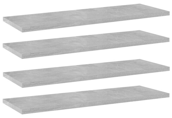 Półki na książki, 4 szt., szarość betonu, 60x20x1,5 cm, płyta