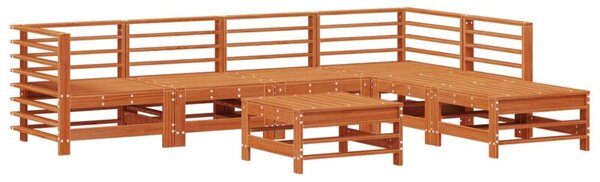 Modularny zestaw mebli ogrodowych z litego drewna sosnowego w woskowym brązie