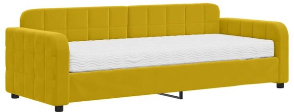 Sofa z materacem do spania, żółta, 80x200 cm, aksamit