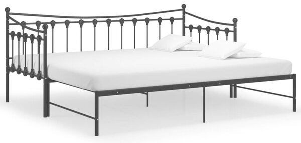 Sofa z wysuwaną ramą łóżka, czarna, metalowa, 90x200 cm