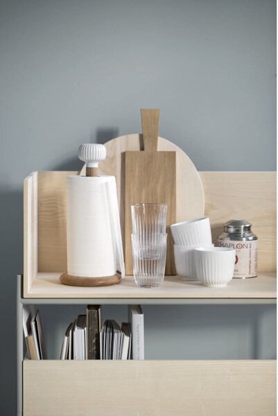 Dębowy stojak na ręczniki papierowe z białym porcelanowym detalem Kähler Design Hammershoi