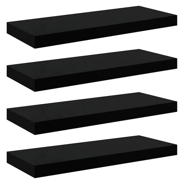 Półki ścienne 4 szt., wysoki połysk, czarne, 60x23,5x3,8 cm mdf