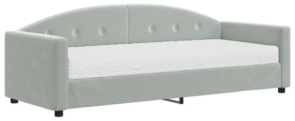 Sofa z materacem do spania, jasnoszara, 80x200 cm, aksamit
