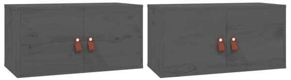 Szafki ścienne, 2 szt., szare 60x30x30 cm, lite drewno sosnowe