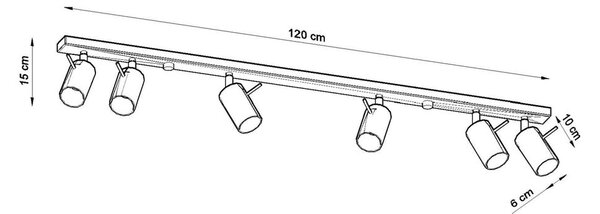 Czarna lampa sufitowa Sollux Etna 6L