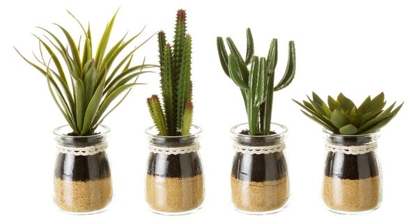 Sztuczne rośliny zestaw 4 szt. (wysokość 18 cm) Cactus – Casa Selección