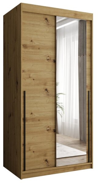 Szafa przesuwna z lustrem Garderoba SIMA T2 100 artisan + u. czarny