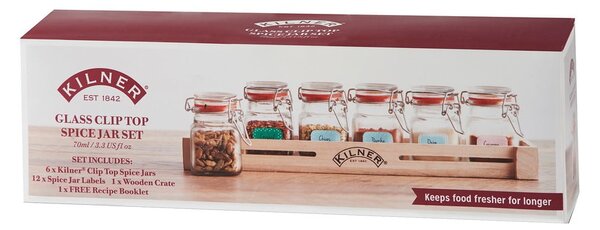 Zestaw 6 pojemników na przyprawy na półce Kilner Herbs&Spices