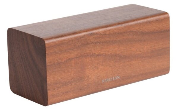 Budzik w dekorze drewna Karlsson Block, 16x7,2 cm