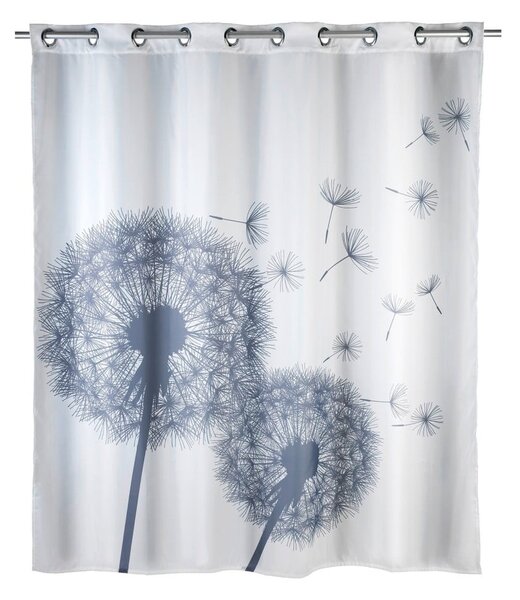 Biała zasłona prysznicowa z warstwą przeciw pleśni Wenko Dandelions, 180x200 cm