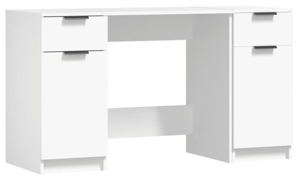 Biurko z szafką boczną, białe, materiał drewnopochodny