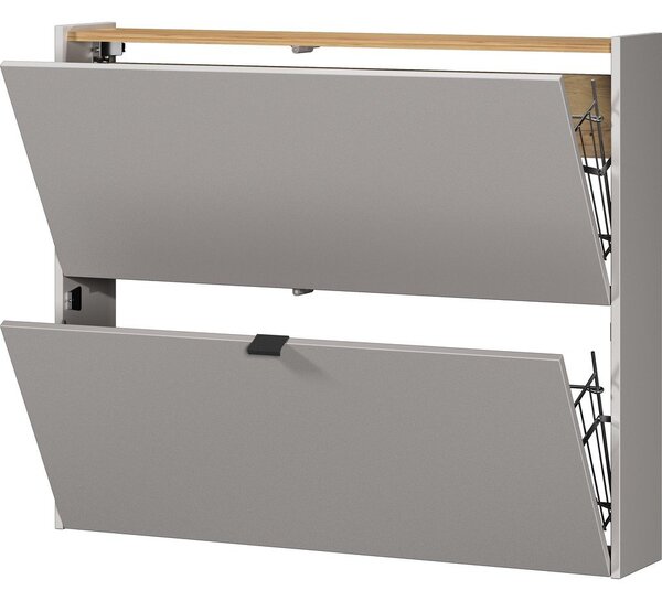Kremowa uchylna/wisząca szafka na buty w dekorze dębu 100x83x18 cm Ameca – Germania