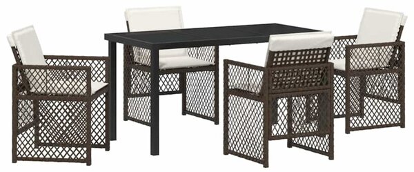 Zestaw Mebli Ogrodowych Komplet Jadalniany 5-Częściowy Brązowy Rattan Na Taras Balkon Ogród