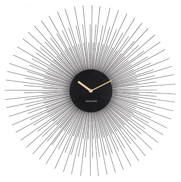 Czarny zegar ścienny Karlsson Peony Large, ø 60 cm
