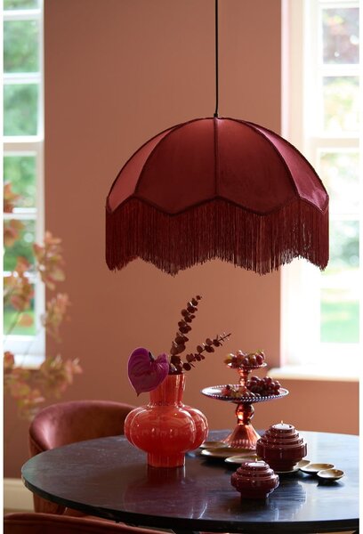 Bordowa lampa wisząca z tekstylnym kloszem ø 50 cm Malacia – Light & Living