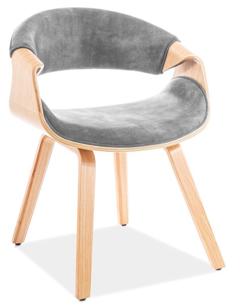 Dębowe krzesło jadalniane Dakota Velvet w stylu skandynawskim